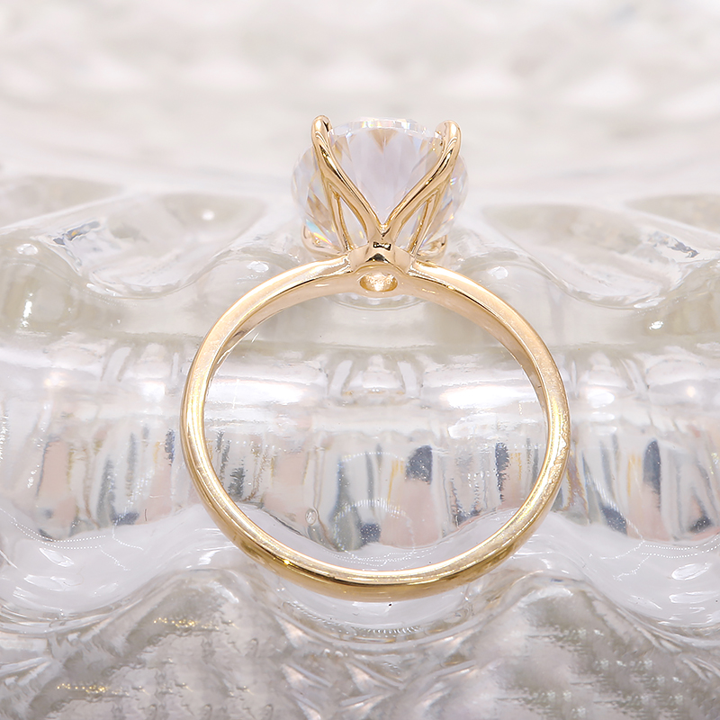 3.0 carat 8X10 mm DE Color VVS1 Oval Cut Moissanite Engagement Ring 14K Real Yellow Gold Test Positive Certificated · v2